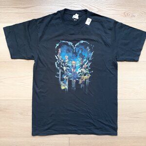 Kingdom Hearts Characters - Heart Shaped Distressed Logo - New Medium Black T-Sh